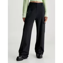 Pantalón Calvin Klein Cargo Straight Fit Mujer Negro