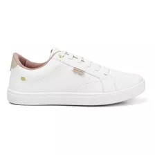 Tenis Sapatenis Feminino Bordado Branco Prata Confortável Dh