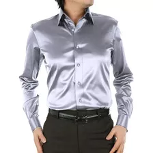 Camisa De Vestir De Satén De Seda Para Hombre, Casual, Para