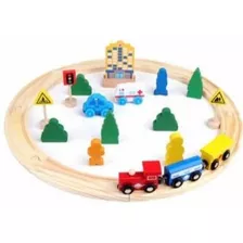 Pista De Autos Y Tren De Madera Juego Didactico Para Niños