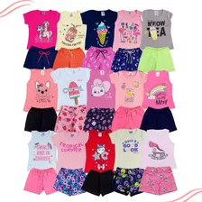 5 Conjunto Infantil Menina Roupas Crianças Feminino Verão