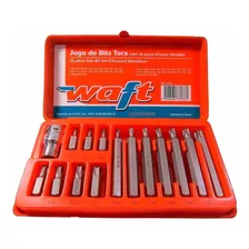 Jogo Chave Torx Waft T20 A T55 C/15peças Ref:6233 Cor Prateado