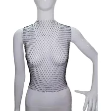 Camiseta Sin Mangas De Malla Transparente Para Mujer Para