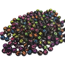 Miçangas Alfabeto Letras - 7mm- Aprox. 790 Pçs Preto 100grs