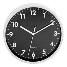 Relógio Silencioso De Parede Preto E Prata 25cm Contínuo 