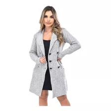 Casaco Trico Inverno Frio Sobretudo Liso Botões Grosso Blusa