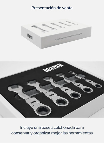 Llaves Combinadas Crique Artic Cortas Bremen 5pz 8a14mm 8263 Gris