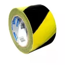 Fita Zebrada Preta E Amarela 70mmx100m - Plastcor