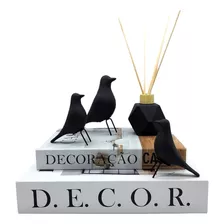 Conjunto Livro Decorativo + Trio De Enfeites Vaso Preto Sala