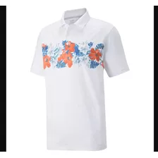 Playera Puma Cloudspun Abaco Polo Bright White-hot Coral