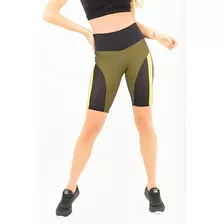 Bermuda Feminina Fitness Bicolor Detalhe Tela Bolha Orbis