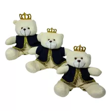 Kit Trio Urso Realeza Príncipe Para Nicho Pelúcia Decoração