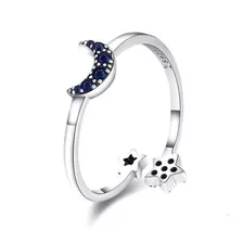 Anillo Luna Azul Plata 925 Zircón / Canale Donna 