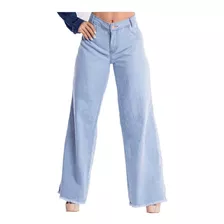 Calça Jeans Wide Leg Pantalona Feminina Retrô Moda Tendência