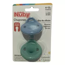 Kit 2 Chupones Nuby Estilo Cereza Silicón 6-12 Meses 