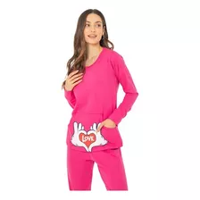 Pijama Invierno Bolsillo Canguro Mujer Florcitas 23104e