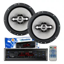 Kit Auto Rádio Roadstar Bluetooth + Falante 6'' Muda Pasta