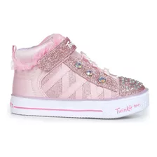 Tênis Skechers Infantil Shufle Lites Rosa Botinha Led Menina