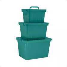 Caja Organizadora Apilable Plastico Set X 3 Pastel Deco