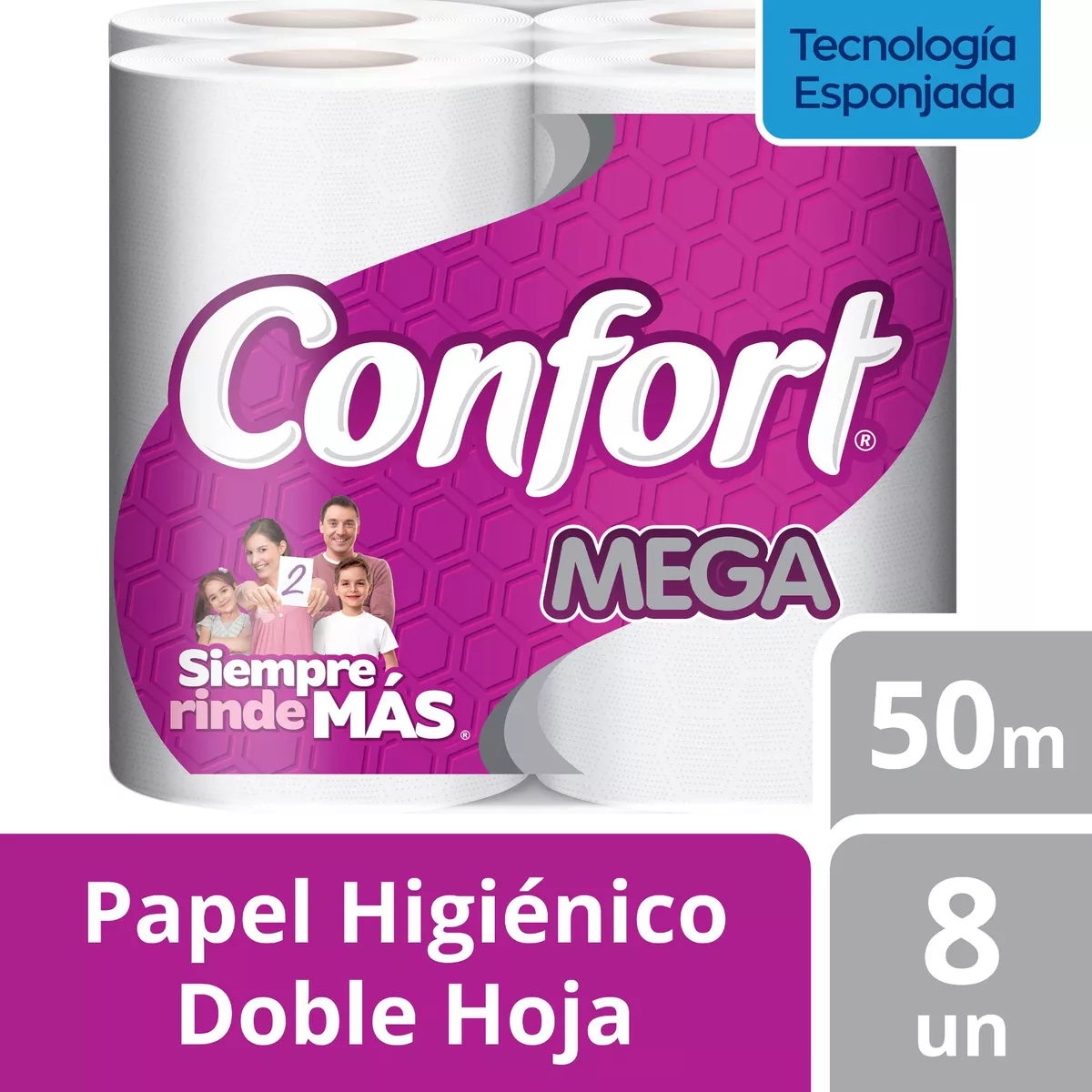 Papel Higiénico Confort Mega 8 Un 50 Mt