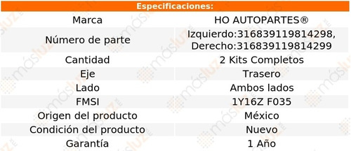 2 Sets Herrajes Tambor Tras Peugeot 206 00/09 Ho Autopartes Foto 2