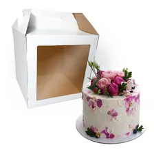 Caixa Bolo Alto Cakebox Liso Branco 26x26x26cm 5 Unid