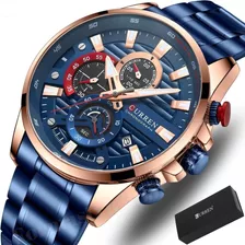 Reloj Curren Hombre Acero Cronógrafo Caballero Elegante Burg