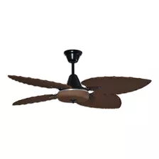 Ventilador De Techo Rattan Nogal 4 Palas Bari Tapa Forrada