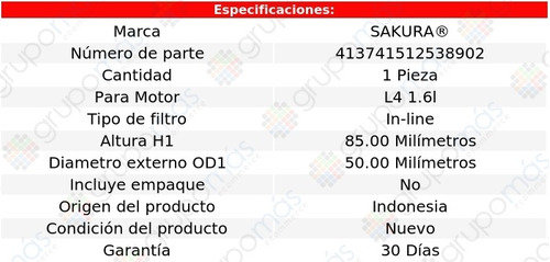 1 Filtro Combustible En Lnea Palio L4 1.6l Fiat 14/16 Foto 2