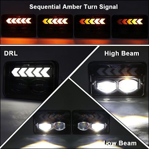 Para 1 Par 4x6 Faros Led Con Flecha mbar Ford Camin Foto 4