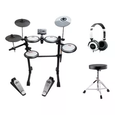 Bateria Turbo Eletrônica Tdx16 7 Pads Kit Fone E Banco 