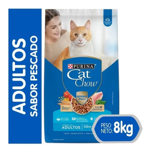 Alimento Cat Chow Defense Plus  Para Gato Adulto Sabor Pescado En Bolsa De 8kg
