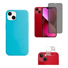 Capa Capinha Silicone Case Para iPhone 13 + Privaci + Câmera