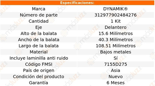 Balatas Bajos Metales Del Pulsar Nx L4 1.6l 85/90 Dynamik Foto 3