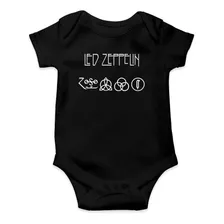 Body Preto Infantil Banda Led Zeppelin Symbols Rock Jimmy 