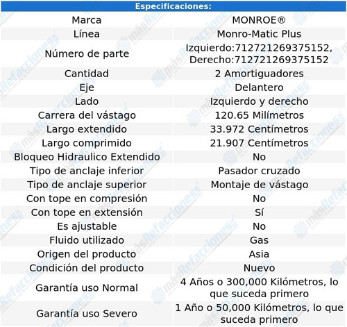 Par Amortiguadores Del Gas Arrow Pickup 79-82 Monroe Foto 3