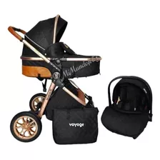 Coche Moises Infantil Con Portabebe Travel Sistem Molina Color Negro Chasis Negro Con Dorado