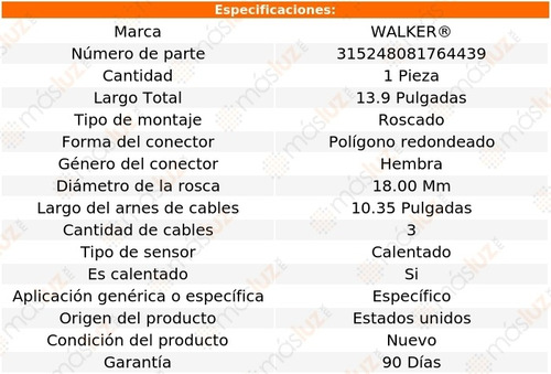 Sensor O2 Ox Gmc Safari 6 Cil 4.3l 95 Walker Foto 6