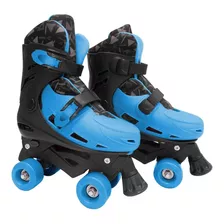 Patins 4 Rodas Clássico Azul E Preto Menino Roller Skate