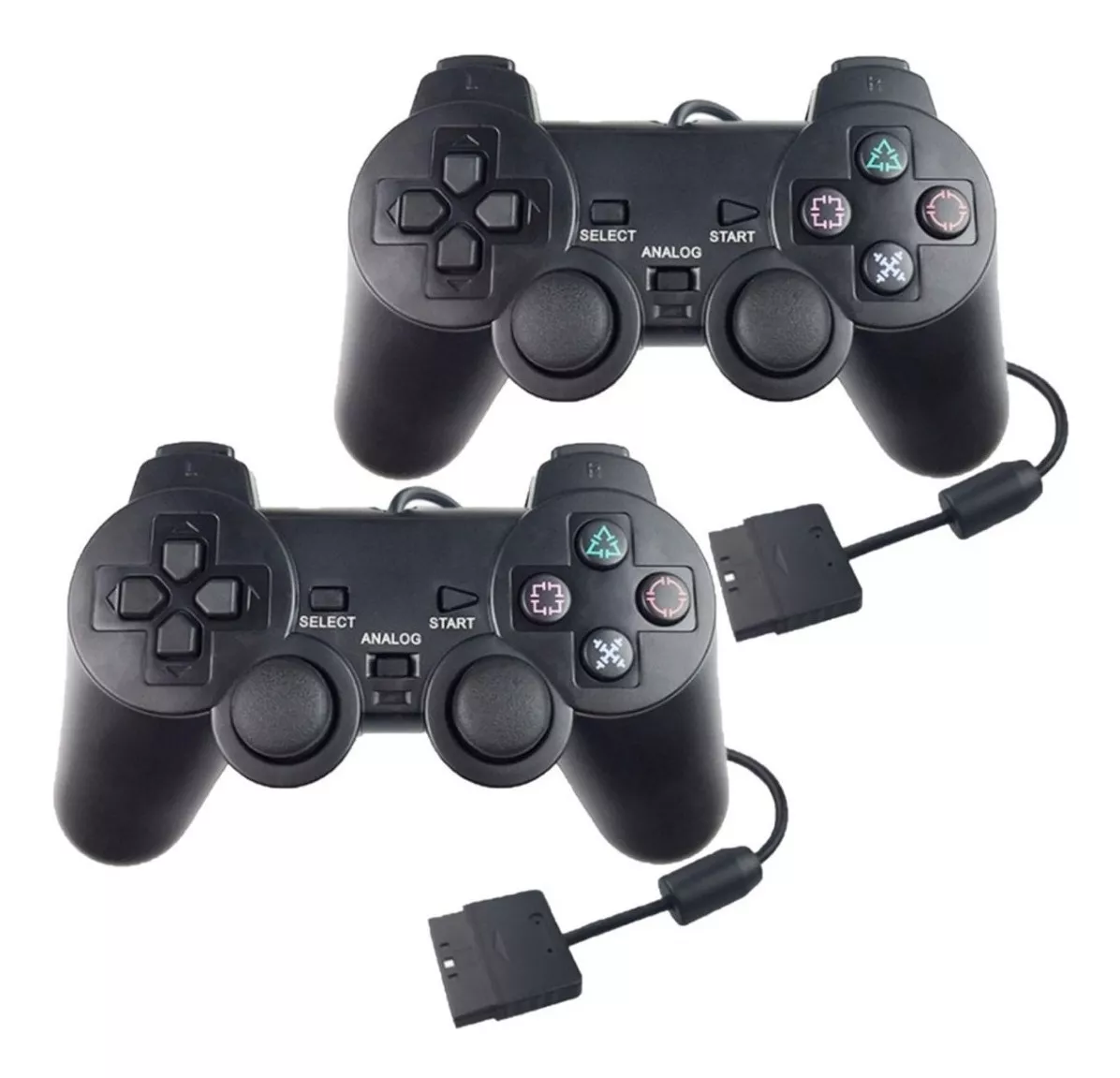 Kit 2 Controles Manete Com Fio Compatível Ps2 Playstation2