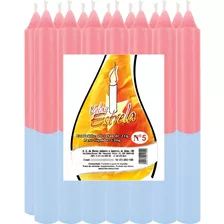 Kit Econômico Nº05 Com 20 Velas - Rosa/azul Claro