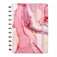 Caderno Inteligente Agatha Mármore Rosa Grande Escolar