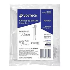 Volteck Amarras Plásticas Transparente 2.5x150mm 100un