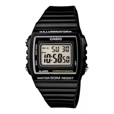 Reloj Casio Original Hombre W-215h-1av 50m Fecha Color De La Malla Negro Color Del Fondo Gris