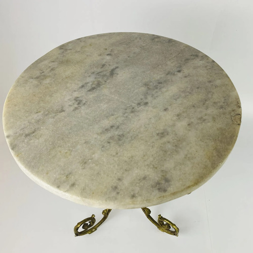 Mesa Lateral Bronze Tampo Pedra 49x42cm Vintage Branco 5