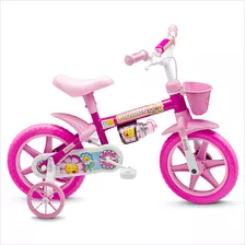 Bicicleta Infantil Aro 12 Menina Com Rodinhas Nathor Flower