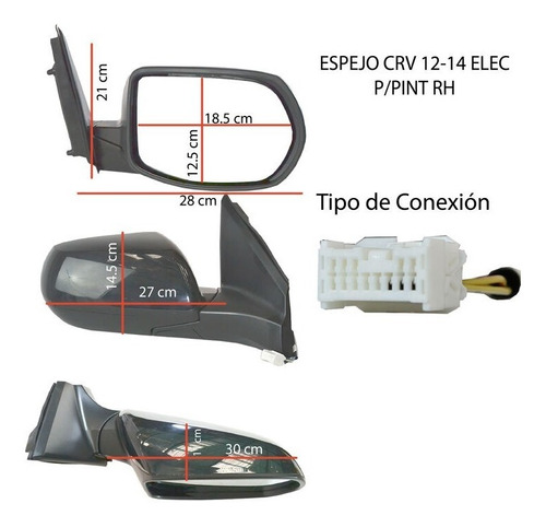 Espejo Honda Crv 2012-2014 Electrico Para Pintar Foto 2