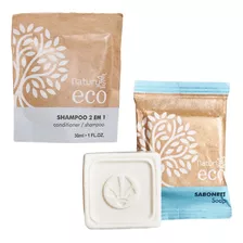 Kit 100 Sabonetes 30g E 100 Shampoo 2x1 30ml Hotel Ecológico