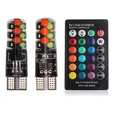 2 Focos Led T10 Varios Colores Con Control Remoto Moto Auto