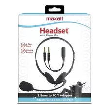 Maxell Diadema Con Micro Boom Conect 3.5mm Y Adaptador Para Color Negro